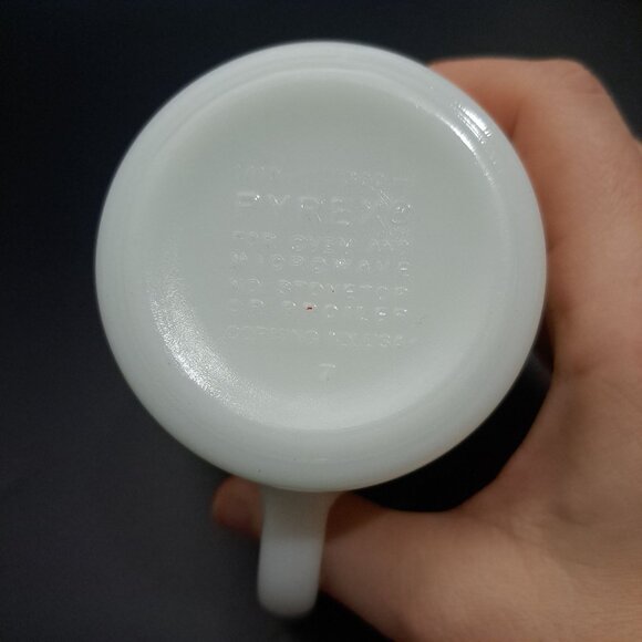 Pyrex Corning Spring Blossom Green Mug Floral Milk Glass Vintage - Picture 9 of 9